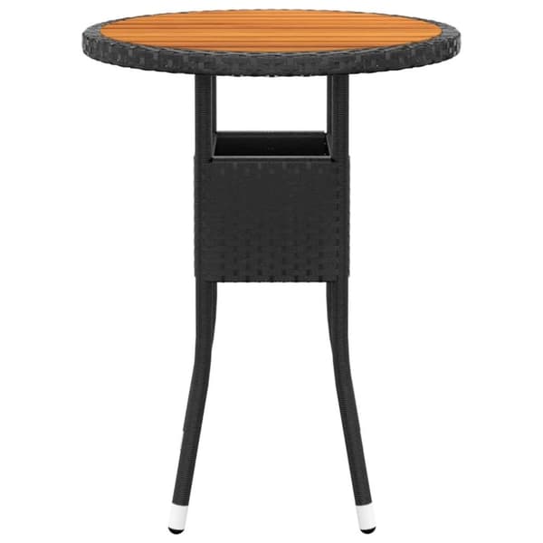 Caféset 3 delar konstrotting och massivt trä svart