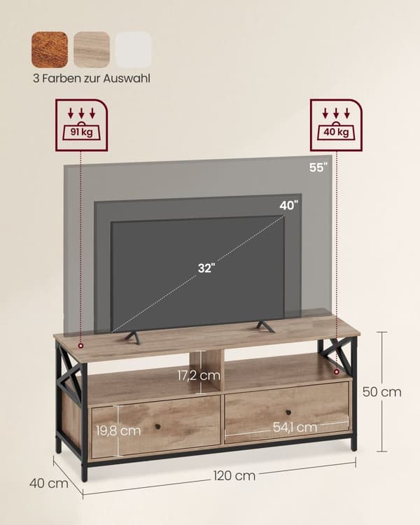 TV Møbler-120 cm-med 2 skuffer og 2 åbne rum