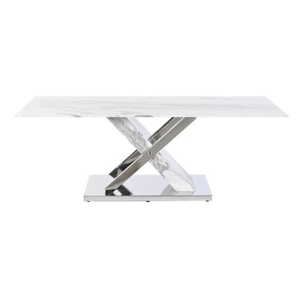 Soffbord - [MÄRKE] - Modernt vitt glasstål - 120 cm