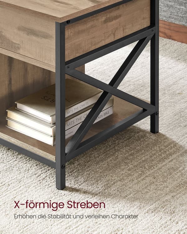 Sofabord 50 x 100 x (46,5-62) cm kamelbrun-zwart