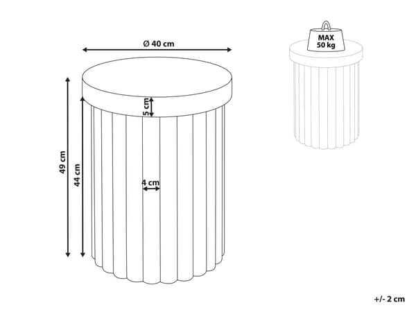 Sidebord Lyst træ MDF ø 40 cm Rund bordplade Cylindrisk fod Skandinavisk stil Stue