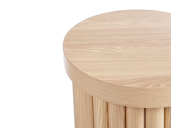 Sidebord Lyst træ MDF ø 40 cm Rund bordplade Cylindrisk fod Skandinavisk stil Stue