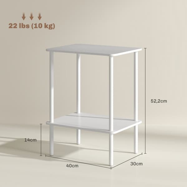 Rootz 2 Tier Side Table - Accent Table - soffbord - Extra förvaring - 40 cm x 30 cm x 52,2 cm