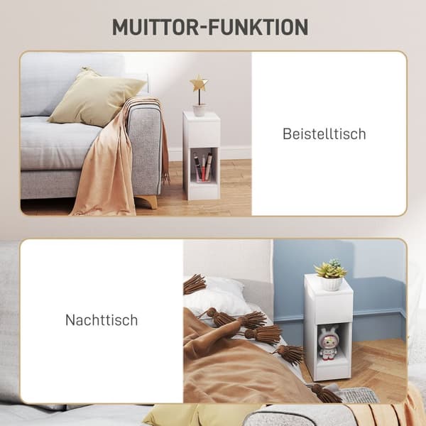 Rootz Bedside Table - Moderne sidebord - Natbord - Optimal opbevaring - 20 cm x 30 cm x 50 cm - Perfekt til soveværelse og stue