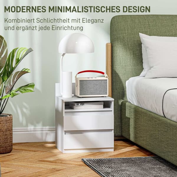 Rootz Bedside Table Sæt på 2 - Natbord - Sideborde - Moderne minimalistisk design - Hvid - 39,6L x 32,3W x 50,4h cm