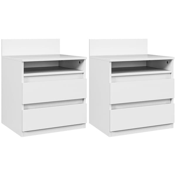 Rootz Bedside Table Sæt på 2 - Natbord - Sideborde - Moderne minimalistisk design - Hvid - 39,6L x 32,3W x 50,4h cm
