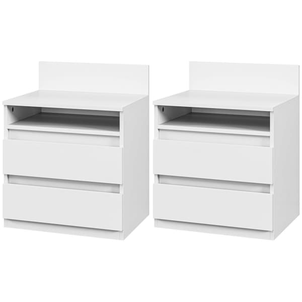 Rootz Bedside Table Sæt på 2 - Natbord - Sideborde - Moderne minimalistisk design - Hvid - 39,6L x 32,3W x 50,4h cm