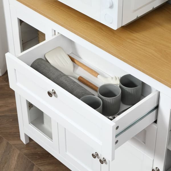 Rootz Buffet -ruokasali - Sideboard - säilytyskaappi - Säädettävät hyllyt - 120 cm x 40 cm x 90cm - luonnollinen puu ja valkoinen viimeistely