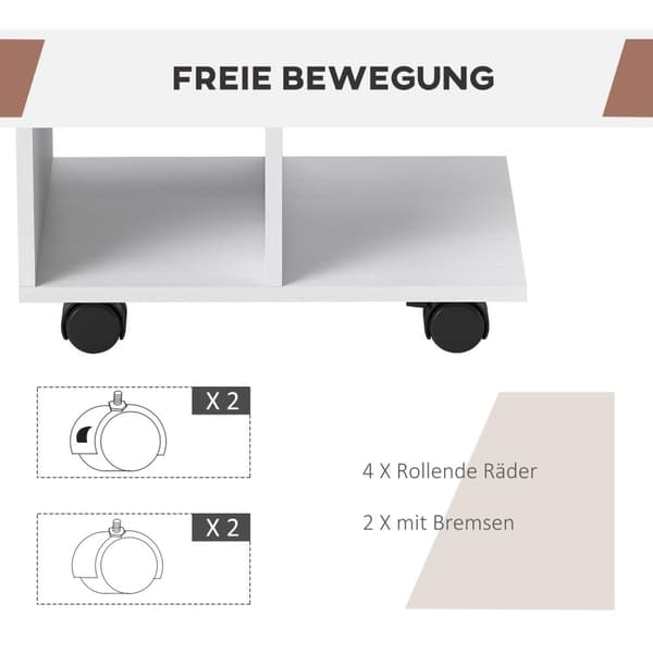Rootz C Form sidobord - soffbord - hörnskrivbord - mobil flexibilitet - E1 -spånbrädan - 45 x 35 x 58 cm - vitt