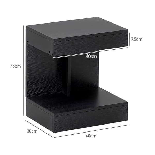 Rootz Bedside Table - Side Bord - Sofabord - Skjult skuffe & opbevaring - 40L x 30W x 46H cm