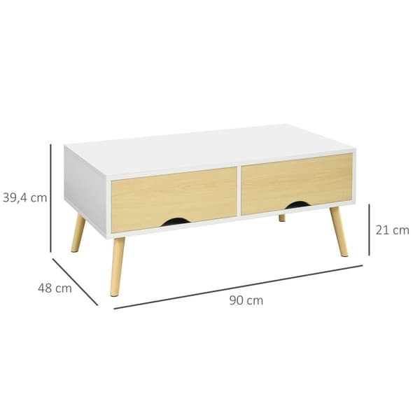 Rootz sofabord med skuffer - moderne sofabord - skandinavisk bord - opbevaringsløsning - 90 x 48 x 39,4 cm