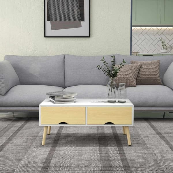 Rootz sofabord med skuffer - moderne sofabord - skandinavisk bord - opbevaringsløsning - 90 x 48 x 39,4 cm