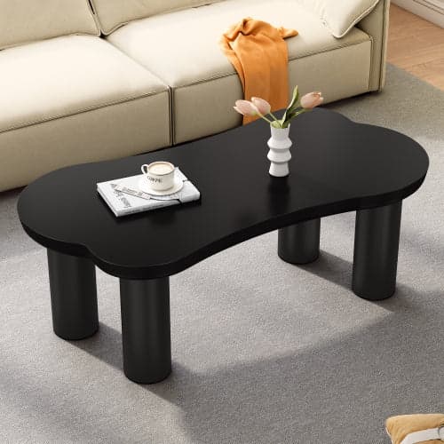Rootz Sofabord - Uregelmæssig knoglformet - MDF -tabel - Gulvbeskyttelse - 113 cm x 58 cm x 40,5 cm - Moderne sort design