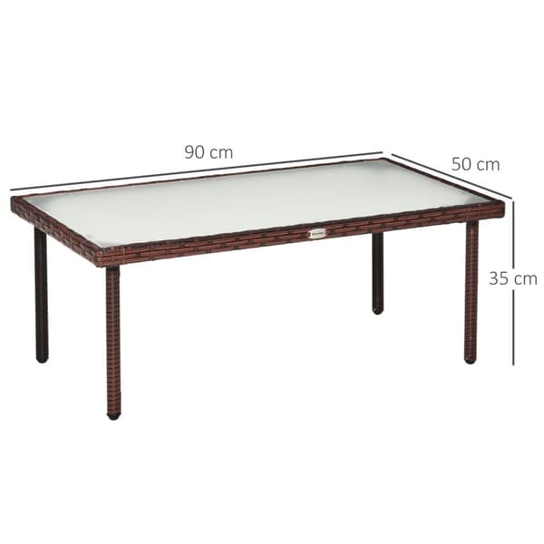 Rootz Garden Sofabord - Patio Bord - Udendørs bord - Hærmet glas top - 90L x 50W x 35H cm