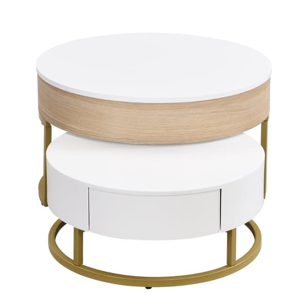 Rootz Gold -Plated Nesting Table Set - Höjdjusterbar soffbord - Mångsidig sidobord - Stylsk förvaring - 70x70x42/56,5cm + 60x60x24cm