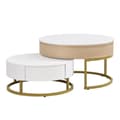 Miniatyrbild 2 av 11: Rootz Gold -Plated Nesting Table Set - Höjdjusterbar soffbord - Mångsidig sidobord - Stylsk förvaring - 70x70x42/56,5cm + 60x60x24cm