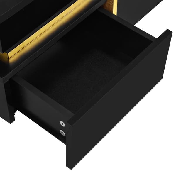 Rootz High Gloss soffbord - vardagsrumsbord - guldpläterade accenter - gott om förvaring - 70 cm x 70 cm x 35,5 cm