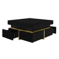 Miniatyrbild 10 av 11: Rootz High Gloss soffbord - vardagsrumsbord - guldpläterade accenter - gott om förvaring - 70 cm x 70 cm x 35,5 cm