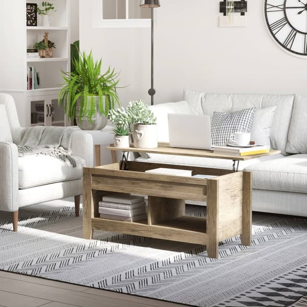 Rootz höjdjusterbar soffbord - Lyft toppbord - brun lagringsbord - höjer komfort - 105 cm x 50 cm x 49-61,5 cm