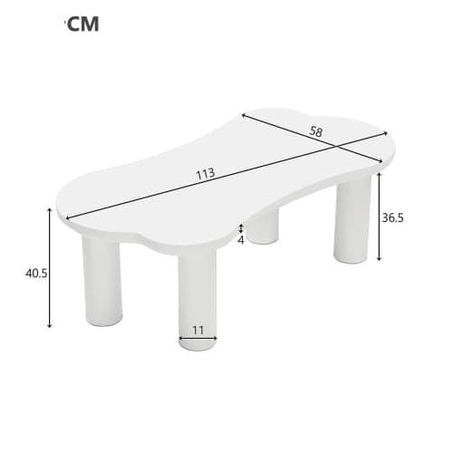Rootz oregelbundet benformat soffbord - MDF Top - Stylish soffbord - Felt bas - 113 cm x 58 cm x 40,5 cm