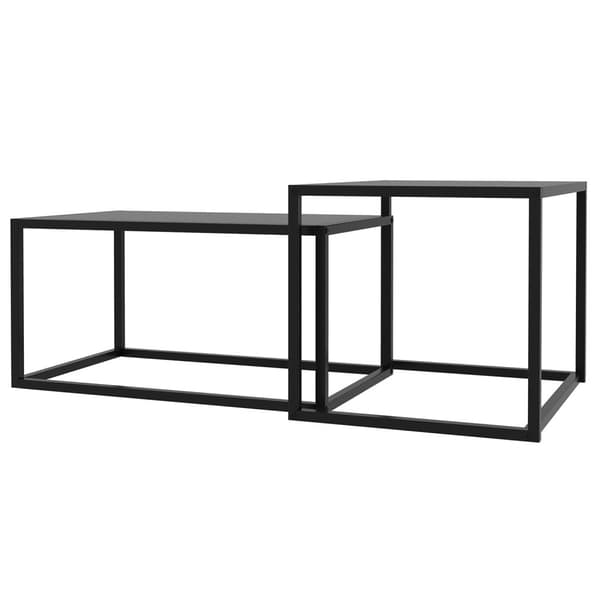 Rootz Industrial Sohvapöytäsarja - Sisäkkäiset pöydät - tilaa säästävä muotoilu - Matt Black Steel - 72 cm x 45cm x 37cm, 60 cm x 47cm x 45cm