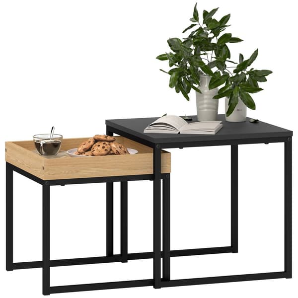 Rootz Moderne sofabordsæt - sofaborde - sideborde - holdbart MDF -stål - 45x45x45cm & 40x40x40cm