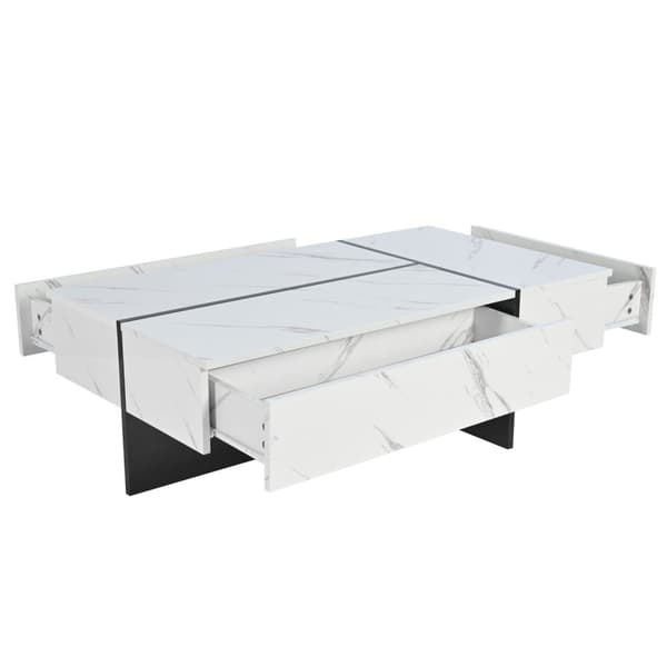 Rootz Modern soffbord - LED -tabell - Marmormönsterbord - LED -belysning - 105 cm x 60 cm x 35 cm