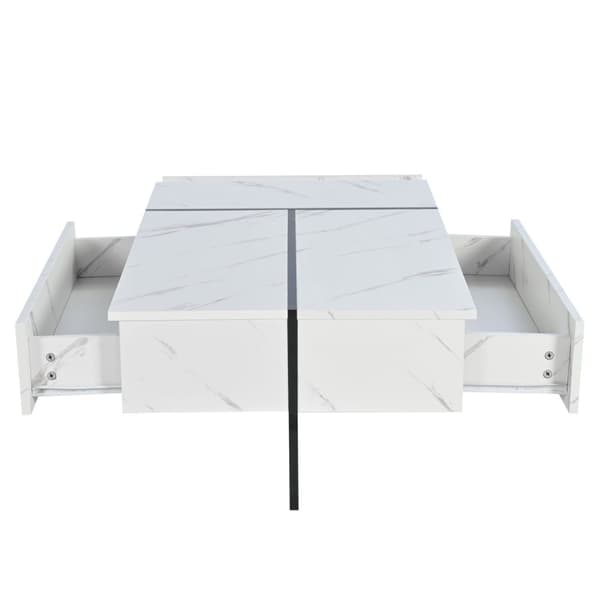 Rootz Modern soffbord - LED -tabell - Marmormönsterbord - LED -belysning - 105 cm x 60 cm x 35 cm