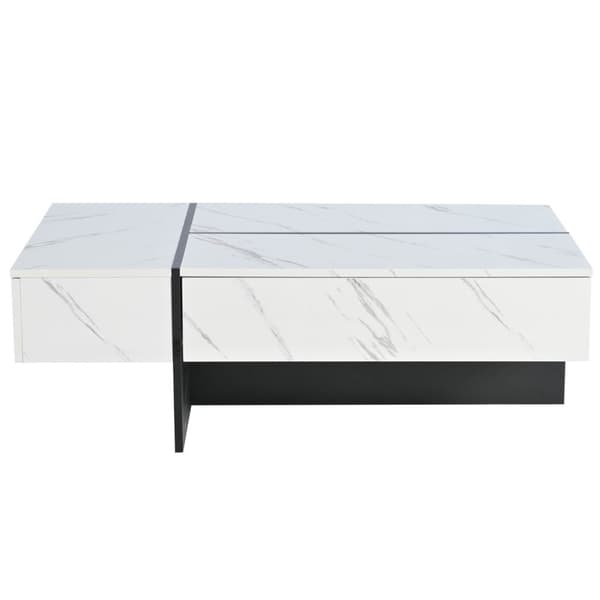 Rootz Modern soffbord - LED -tabell - Marmormönsterbord - LED -belysning - 105 cm x 60 cm x 35 cm