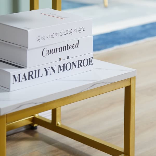 Rootz Neoretro Side Bord - Sofabord - Bedstabel - Elegant design - 45 cm x 40 cm x 61,5 cm - Guld og hvid