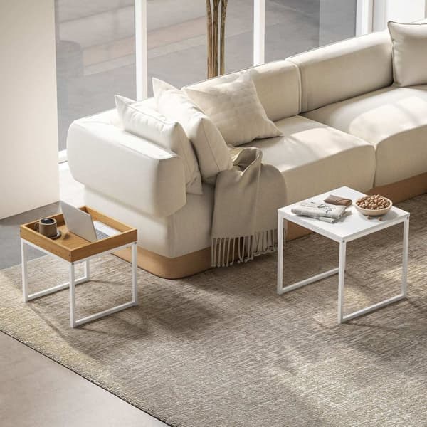 Rootz Moderne sofabordssæt på 2 - Sofabordsæt - Stue Tables - Holdbar MDF & Metal - 45x45x45cm (stor), 40x40x40cm (lille)
