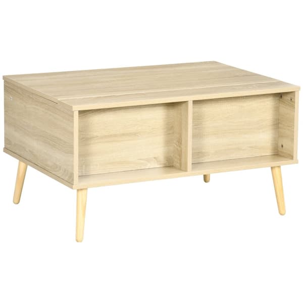 Rootz Suorakulmainen sohvapöytä - olohuoneen pöytä - taitettava tarjotin pöytä - käytännöllinen säilytystila - 85L x 60w x 59,5h cm kevyt puun ulkoasu