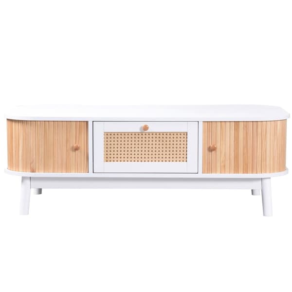 Rootz Rattan -sohvapöytä - Maatyyli - Tyylikäs polyrattan - tilava säilytystila - 110L x 55W x 38,5H cm