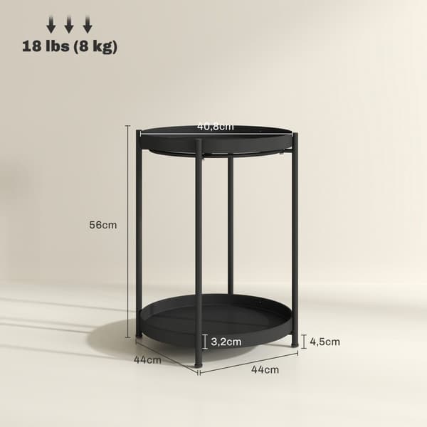 Rootz rund sidobord med hylla - soffbord - soffa bord - hållbar metall - 44 cm x 44 cm x 56 cm