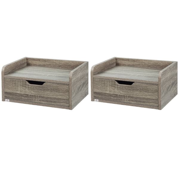 Rootz Sæt med 2 vægmonterede natborde - Hængende natborde - Floating Night Stills - Space Saver - 40L X 30W X 19,5 timer - Grå