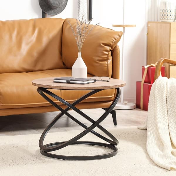 Rootz Round sofabord - Industriel design - sidebord - Elegant Touch - Black & Brown - Ø 60 x 46H cm