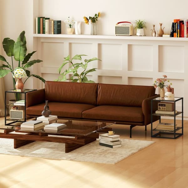 Rootz Set of 2 Glass Top Side Tables - Safettabeller - Slutbord - Modern Elegance - 37L x 40W x 55,5H cm
