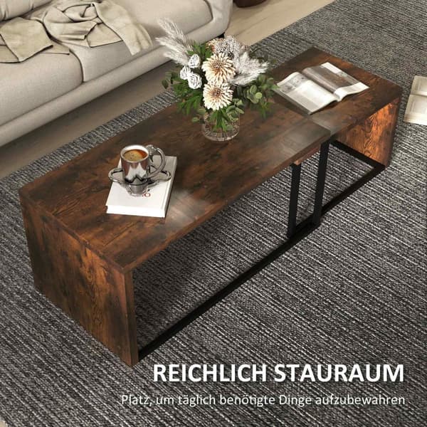 Rootz -sarja 2 sohvapöytä - sohvapöytä - sivupöytä - moderni tyyli - MDF & Metal - 90 x 48 x 42 cm / 59 x 42 x 36 cm - musta + ruskea