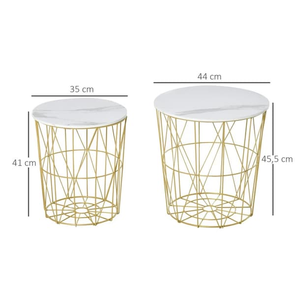 Rootz Sæt med 2 hekkende sofaborde - Sideborde - Retroborde - Elegant design - 44 cm x 45,5 cm & 35 cm x 41 cm