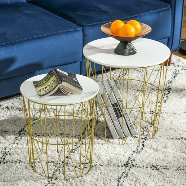 Rootz Sæt med 2 hekkende sofaborde - Sideborde - Retroborde - Elegant design - 44 cm x 45,5 cm & 35 cm x 41 cm