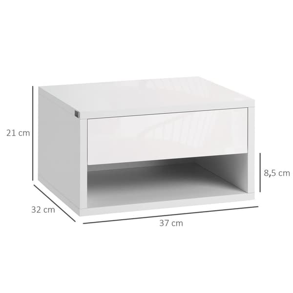 Rootz Sæt med 2 vægsengborde - natborde - Flydende borde - Rumbesparende design - 37W x 32d x 21H cm hvid