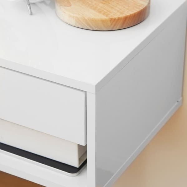 Rootz Sæt med 2 vægsengborde - natborde - Flydende borde - Rumbesparende design - 37W x 32d x 21H cm hvid