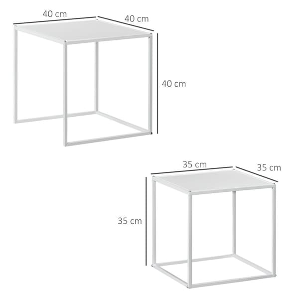 ROTZ SIDABORD SET - Moderna häckbord - Rymdbesparande soffbord - Robust stålram - 40 cm x 40 cm x 40 cm