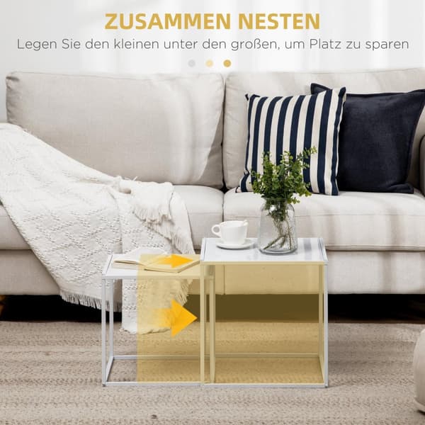 ROTZ SIDABORD SET - Moderna häckbord - Rymdbesparande soffbord - Robust stålram - 40 cm x 40 cm x 40 cm