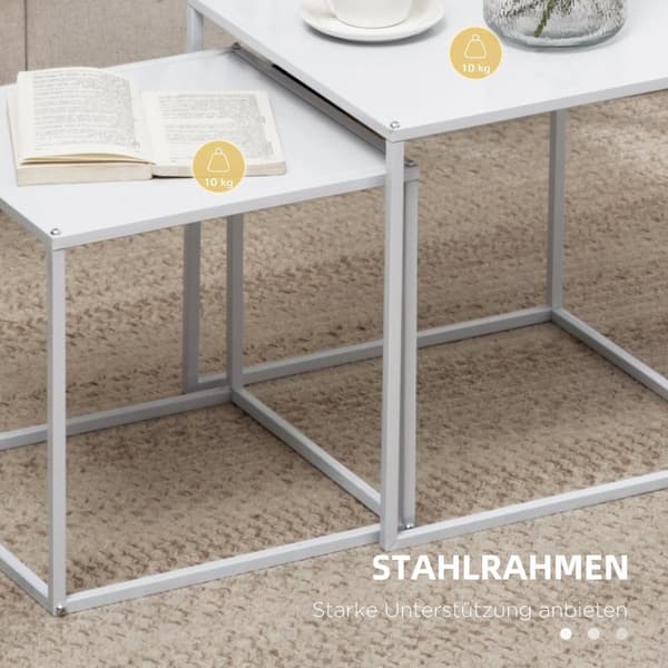ROTZ SIDABORD SET - Moderna häckbord - Rymdbesparande soffbord - Robust stålram - 40 cm x 40 cm x 40 cm