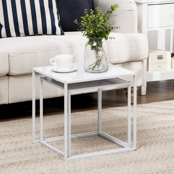 ROTZ SIDABORD SET - Moderna häckbord - Rymdbesparande soffbord - Robust stålram - 40 cm x 40 cm x 40 cm