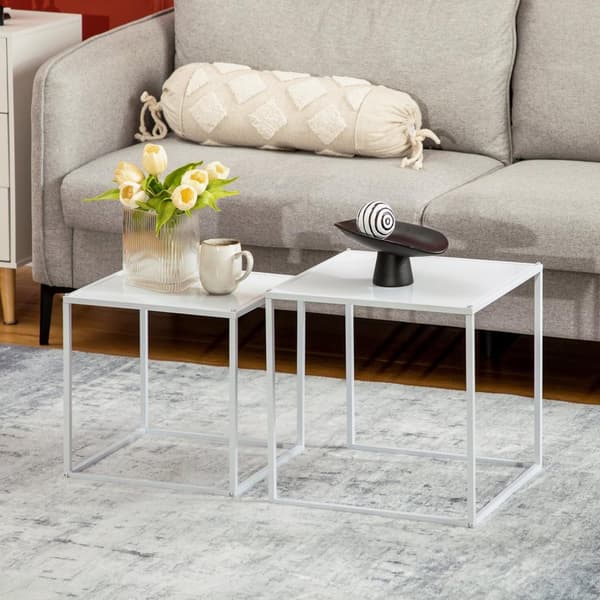 ROTZ SIDABORD SET - Moderna häckbord - Rymdbesparande soffbord - Robust stålram - 40 cm x 40 cm x 40 cm
