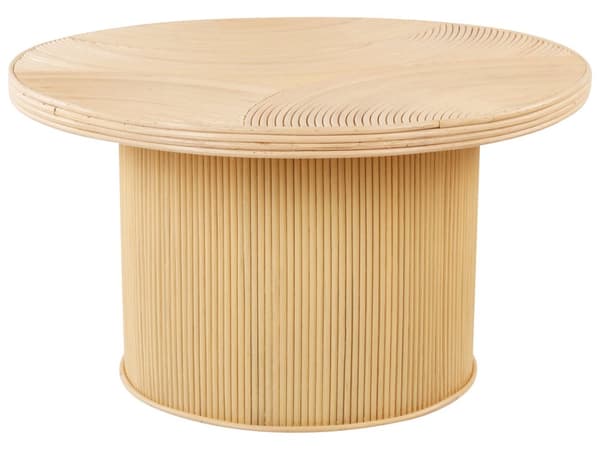 Sæt med 2 sofaborde Naturfarve Rattan Runde former Lodrette linjer Boheme og moderne stil Håndlavet sofabord