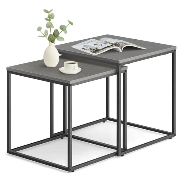 Firkantet sofabord 2 stk - beton / sorte ben