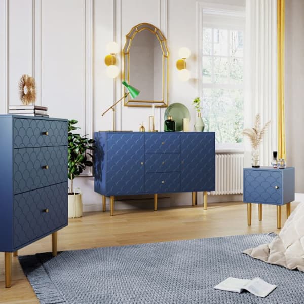 Nattduksbord, sidobord, marinblå, soffbord, för att matcha varje säng och sovrum - H 50/B35/T35 cm